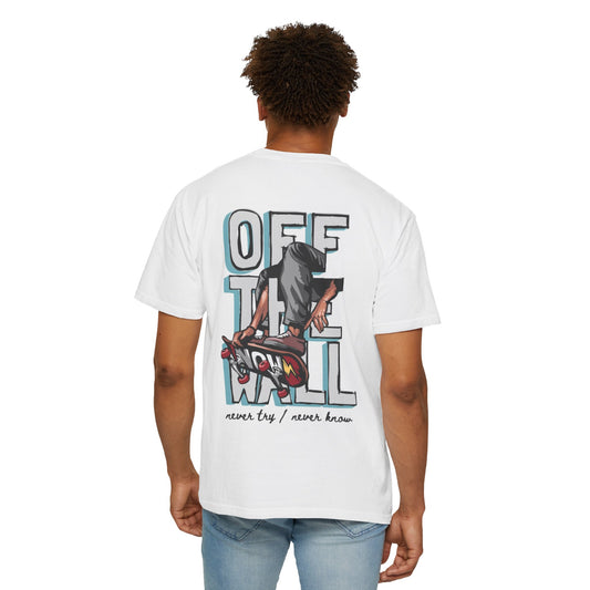 MAND8 Oversized “OFF THE WALL” Skater Graphic T-Shirt – White Streetwear for Men