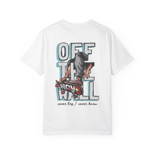 MAND8 Oversized “OFF THE WALL” Skater Graphic T-Shirt – White Streetwear for Men